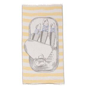 OLIVE & LOOM Yellow Made In Turkey Sardines Beach Towel